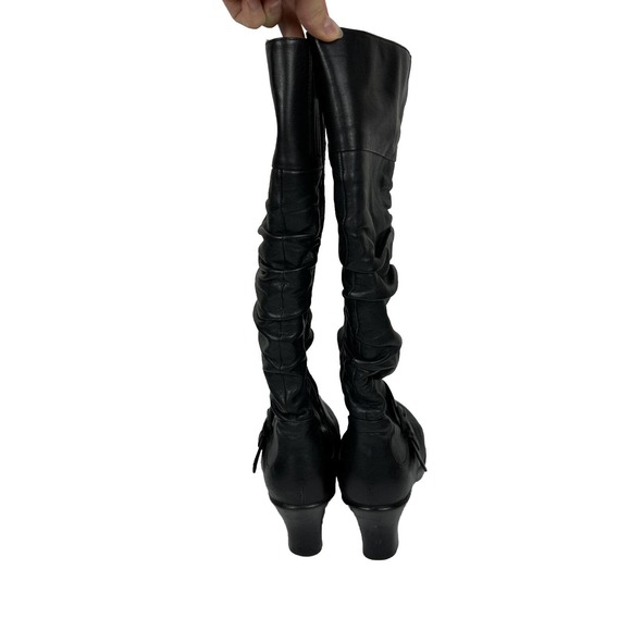 DANSKO Womens 8.5 Brinkley Ruched Knee-High Heeled Boot Black Nappa Leather 39 - Picture 4 of 12